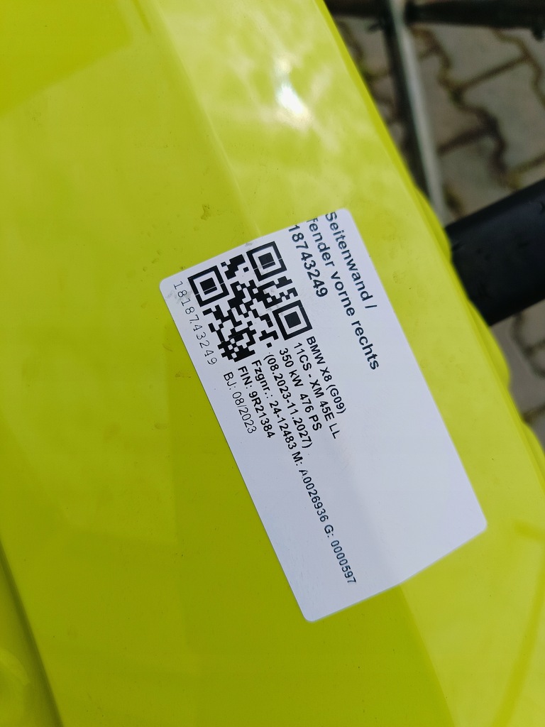 фото №7, Крила перед лівий правий bmw xm g09 c4h sao paulo gelb