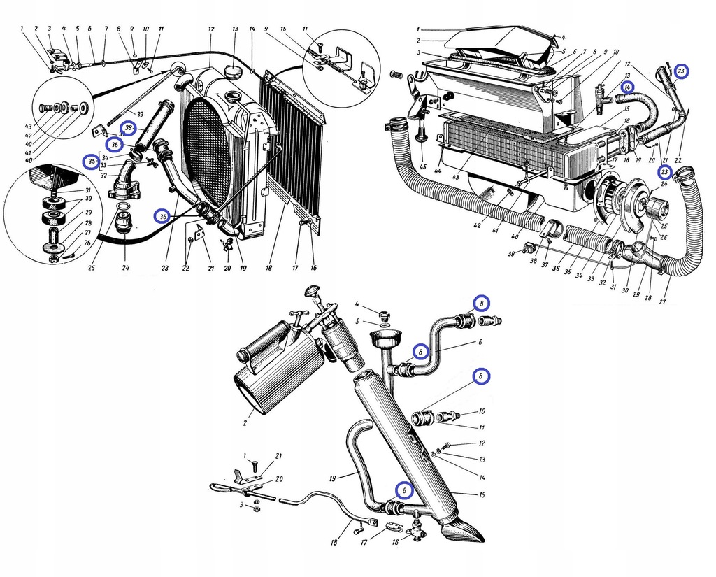фото №9, Труби i хомути радіатора обігрівача pogrzewacza двигуна m20 gaz 69 wąż шланги
