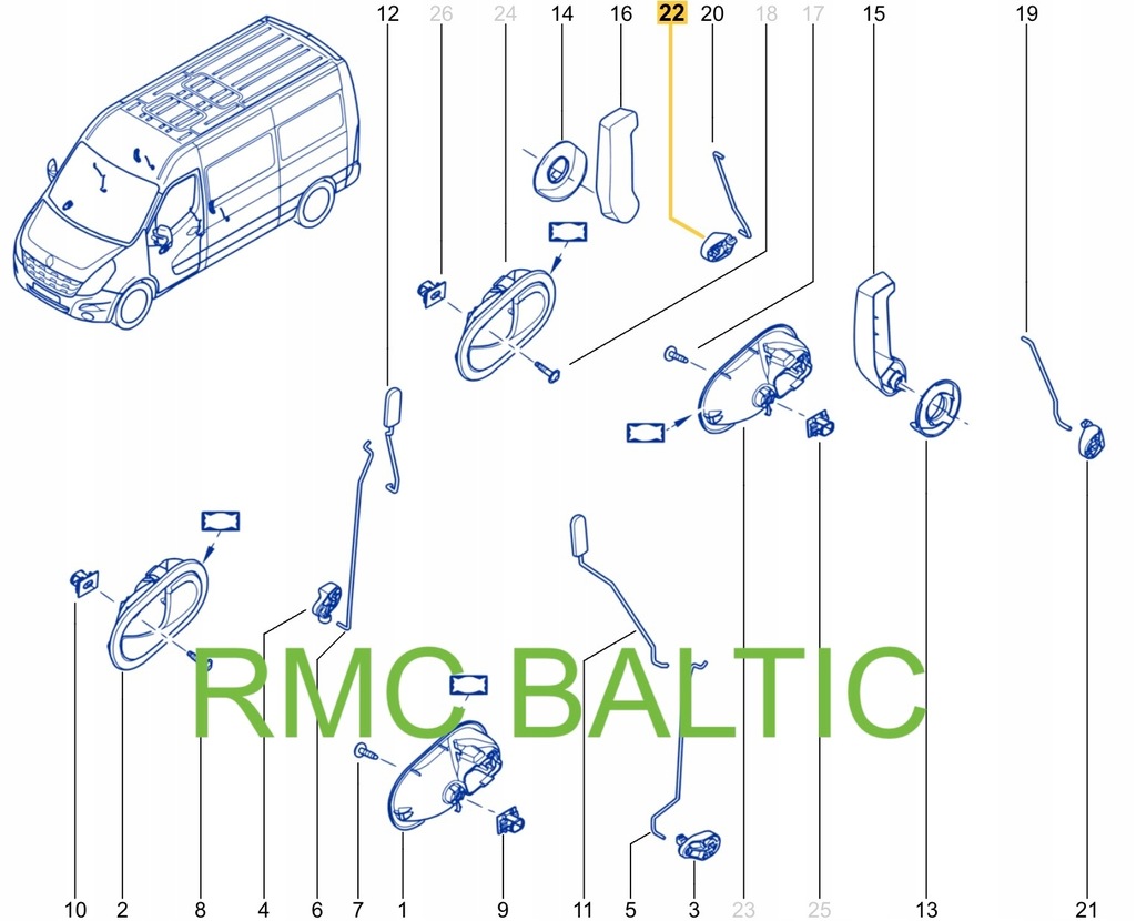 фото №16, Nowa оригинальный номер рычаг клипса замка дверь opel movano b ii nissan nv400 8200776737