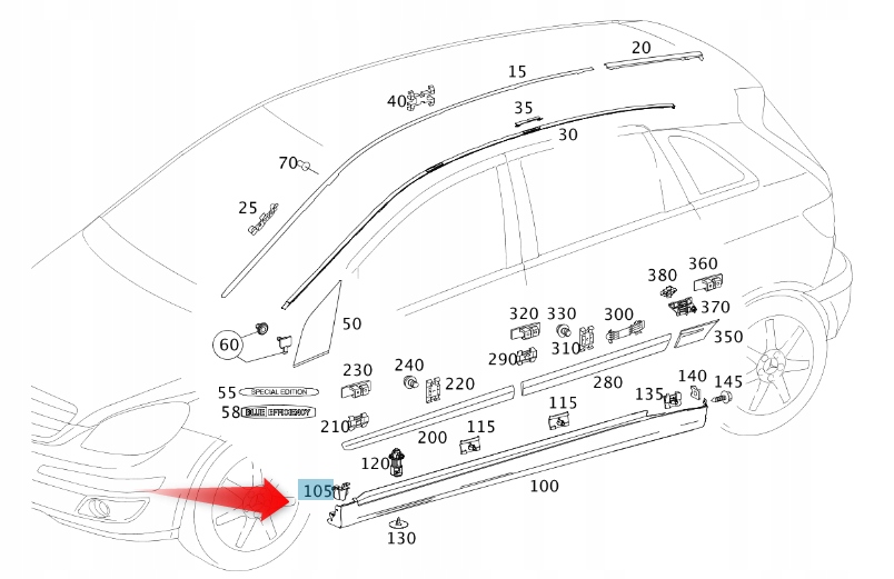 Купить Клипса монтаж накладки порога mercedes b klasa w245