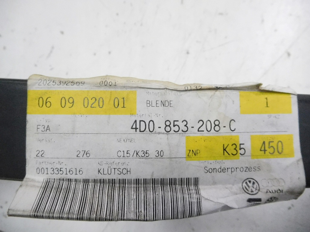 фото №7, Молдинг pod лампы правый перед audi a8 d2 4d0853208c