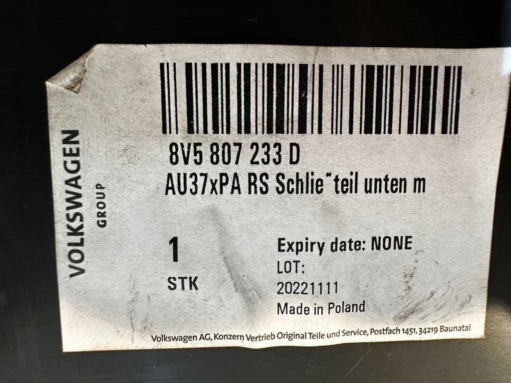 фото №9, Audi a3 rs3 lift sedan 8v5 плита защита pod бампер 8v5807233d