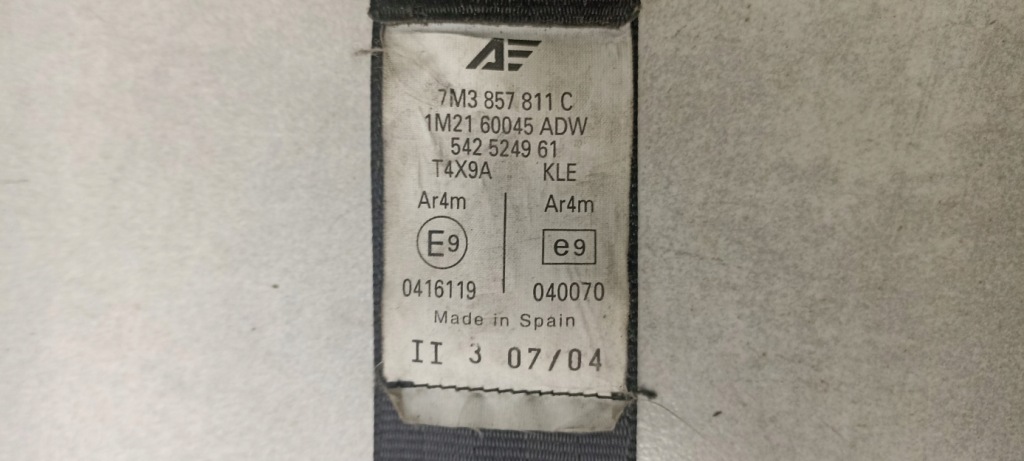 фото №2, Pas безопасности левый задняя galaxy 1.9 автоматическая коробка передач