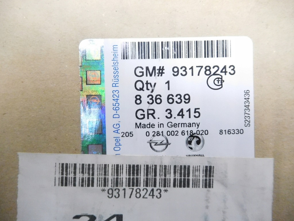 Расходомер воздуха opel astra h оригинальный номер 93178243 с Разборки