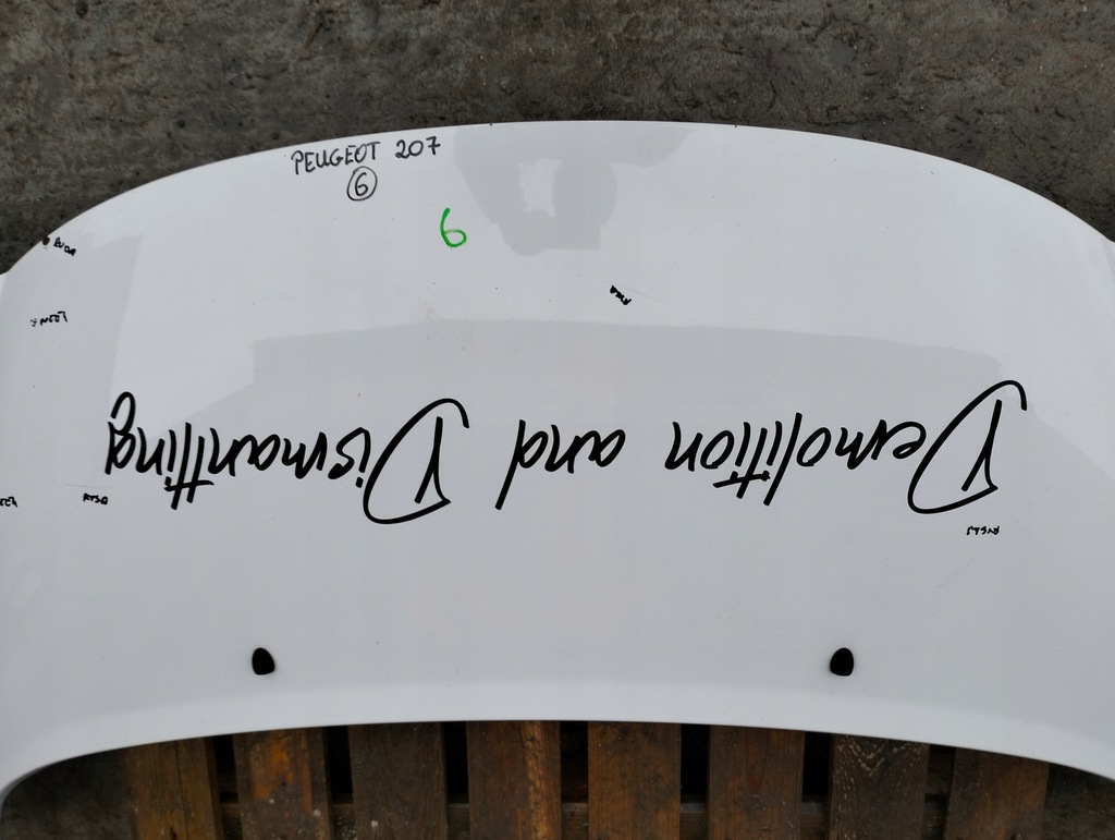 фото №7, Капот кришка двигуна peugeot 207 lift 09-12 білий оригінал