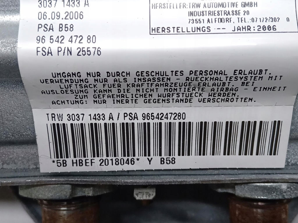 фото №6, Подушка air bag пассажира citroen c4 grand picasso