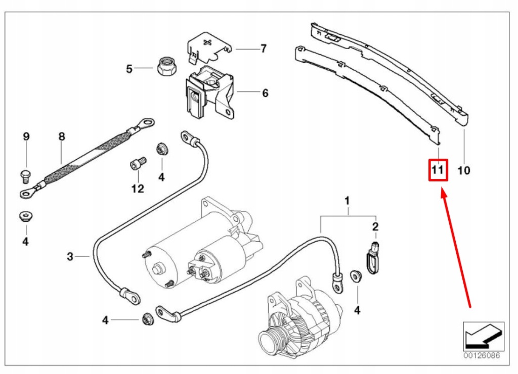 Bmw 3 e46 верхний шланг аккумулятор двигателя 12521436340 1436340 оригинальный Киев