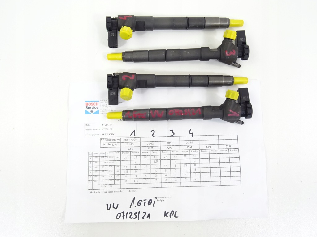 Форсунки vw audi skoda 1.6tdi 04l130277bf bosch wydruk test комплект в Україні