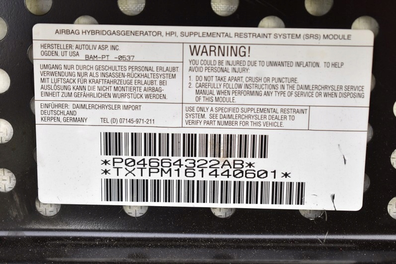 фото №8, Подушка безпеки подушка повітряна пасажира p04664322ab chrysler pt cruiser 00-06