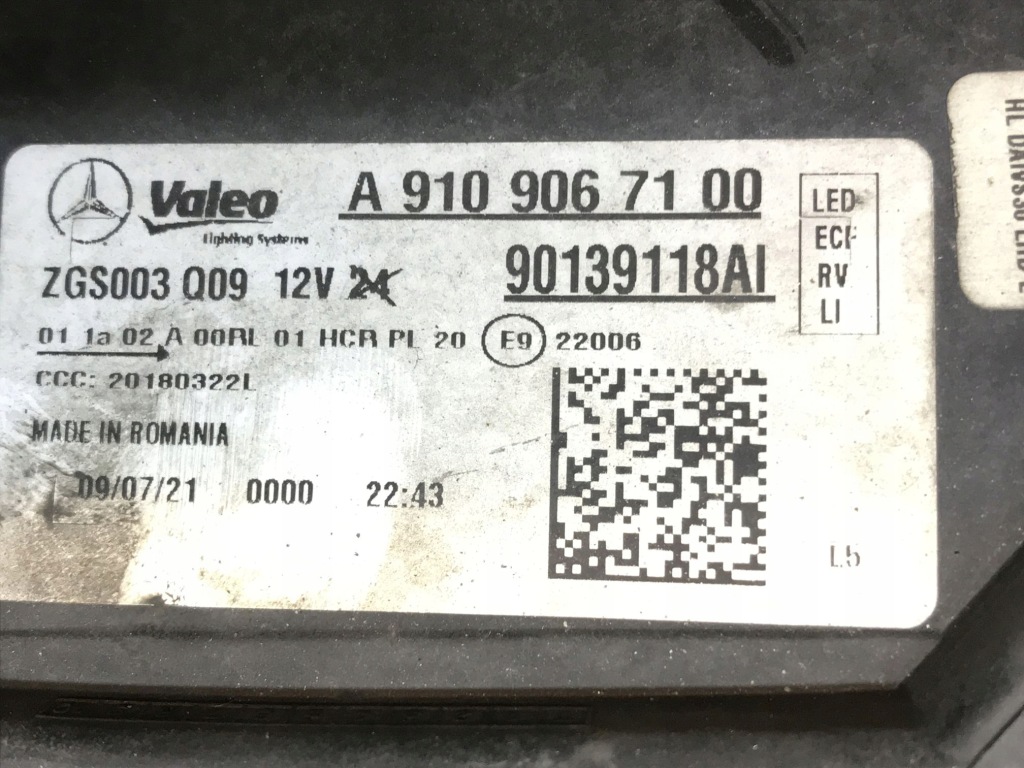 Mercedes sprinter w910 a910 фара передняя левая full led a9109067100 Оригинал