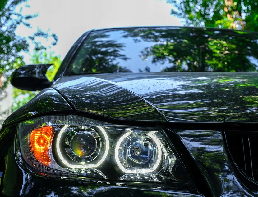 фото №12, Bmw 3 e90 e91 05-08 лампы фары перед black led кольца ксенон look h7/h7