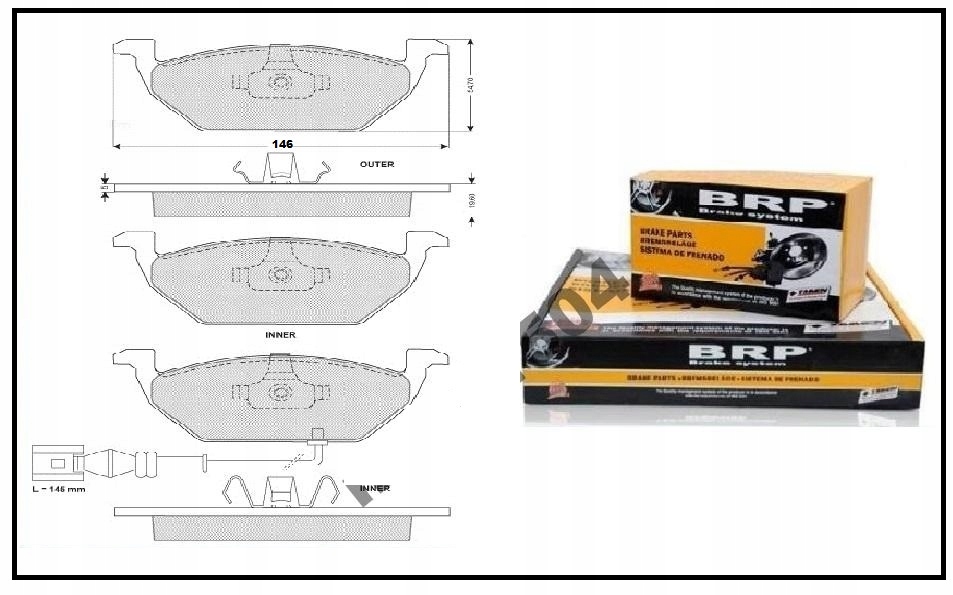 фото №10, Гальмівні колодки перед audi a3 vw golf 4 5 6 skoda octavia 1 2 cordoba leon toledo