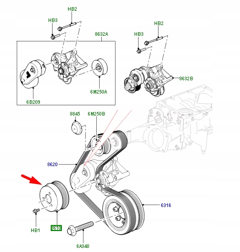 фото №3, Цепь land rover pulley dla range rover l322 l405 l494 l319 l462 l663