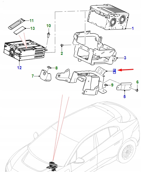 фото №1, Jaguar i-pace x590 info/entertainment module lower кронштейн t4k11616