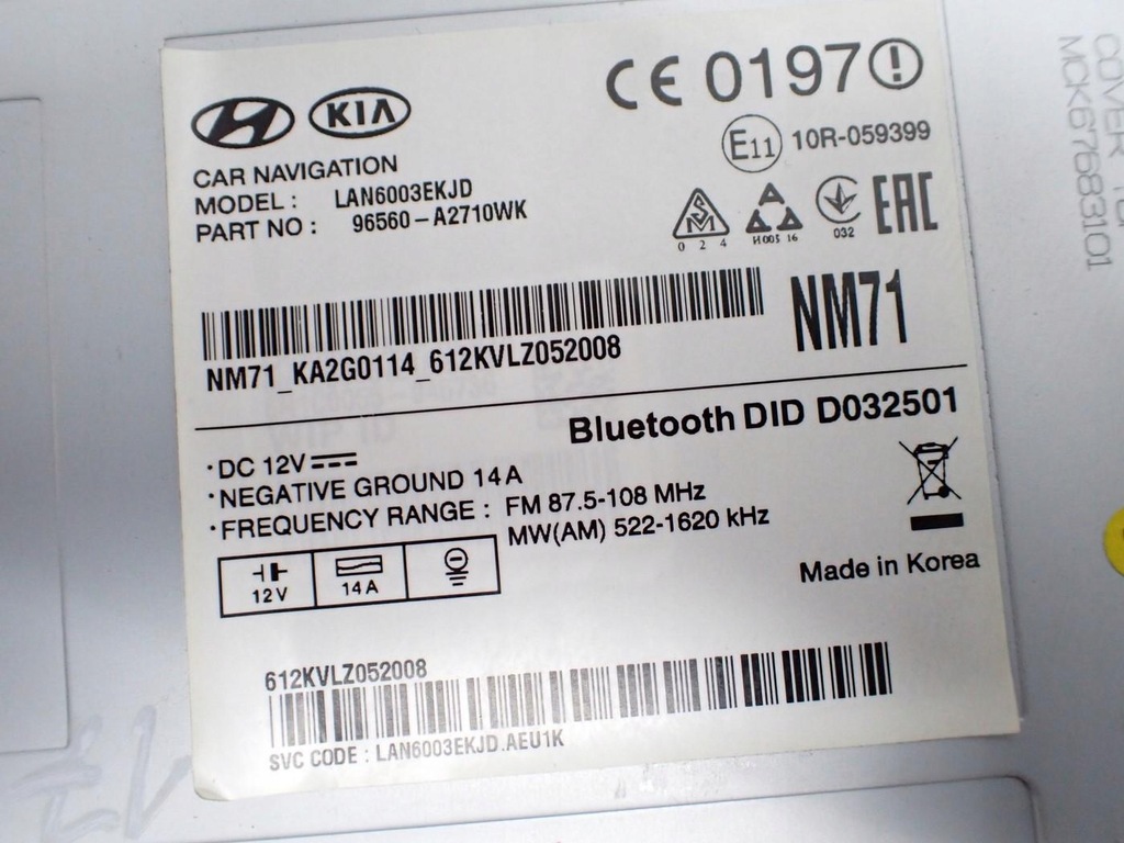 фото №9, Радио навигация navi дисплей europa 96560-a2710 kia ceed ii lift 17r