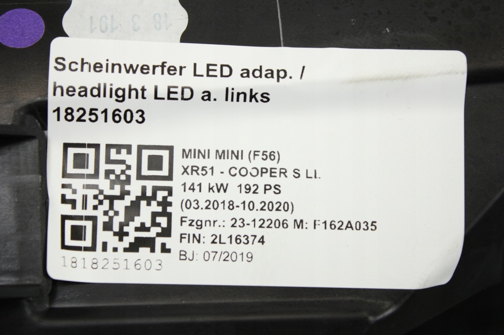 Лампа передня ліва full led адаптивний mini f54 f55 f56 f57 lci Недорого