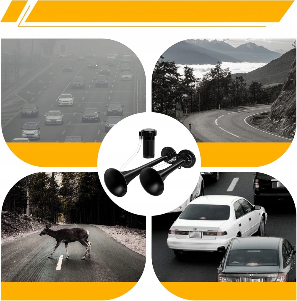 фото №14, Клаксон повітряний 150 db подвійний сигнальні труби електричний автомобіль ze компресор