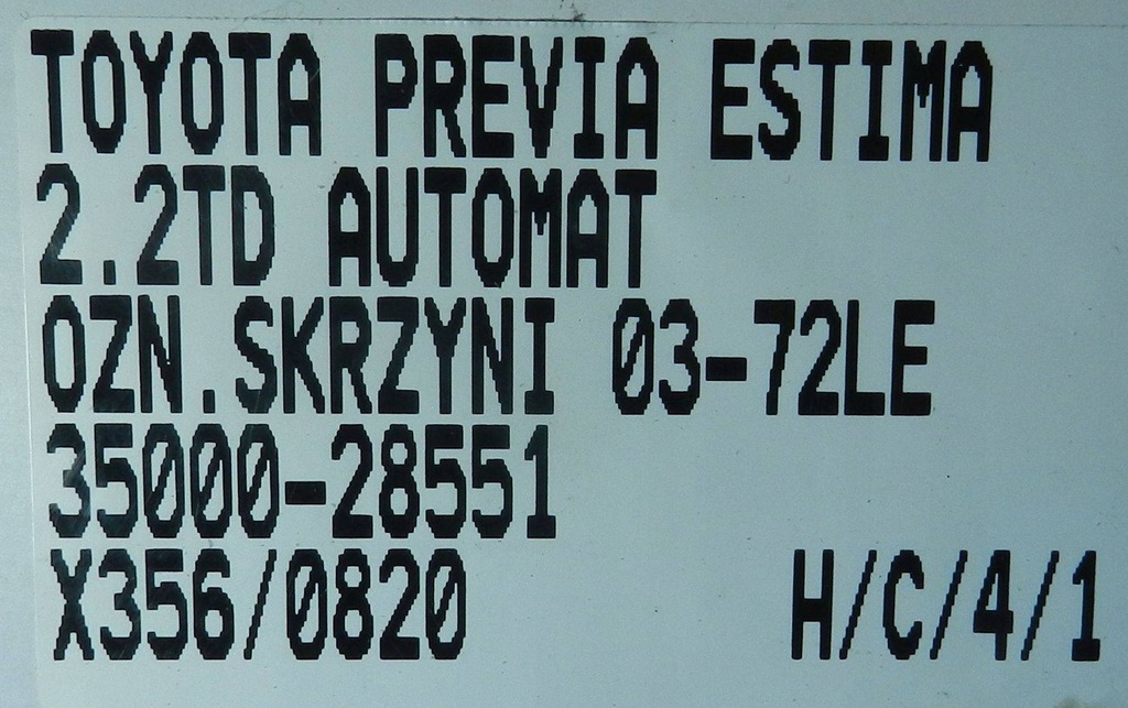 фото №8, Toyota previa i estima 2.2 td коробка передач передач автоматическая коробка передач 03-72le 35000-28551