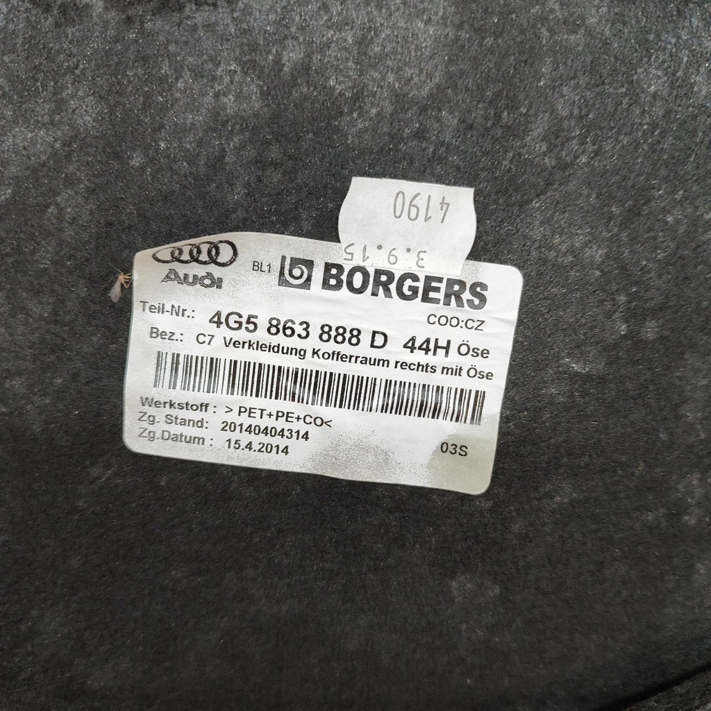 фото №6, Audi a6 s6 c7 4g 2015 правая сторона обшивка / обивка / багажника