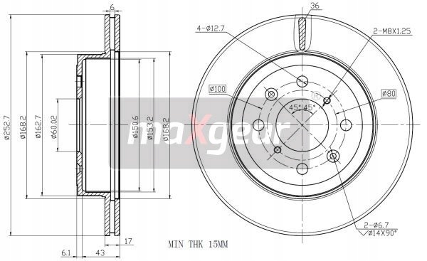 фото №1, Maxgear 19-1045 диск тормозная