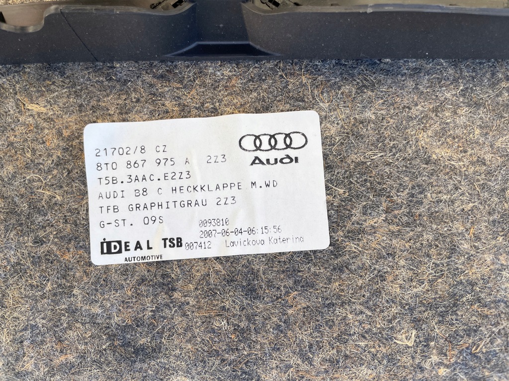 фото №5, Обивка крышки багажника 8t0867975a audi a5 8t