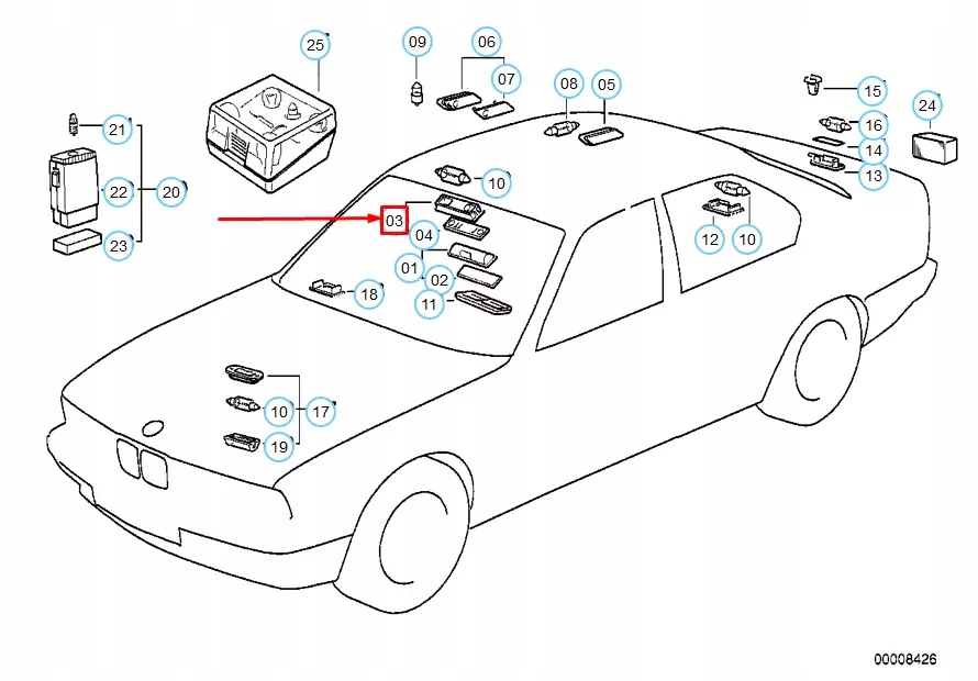 Bmw 5 e34 передня лампа do czytania внутрішня 63311384963 1384963 oem Оригінал