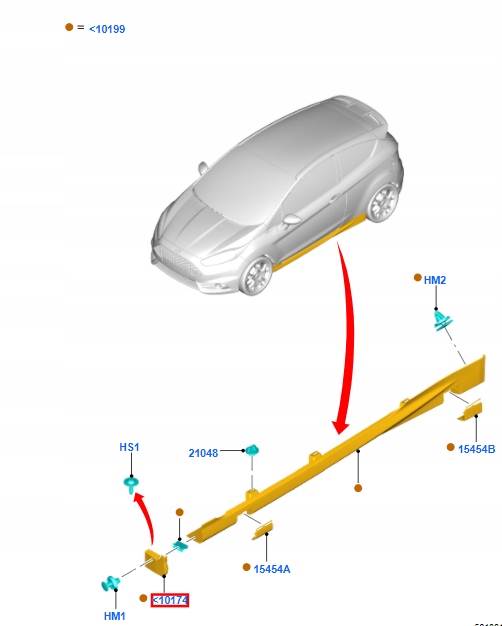 Заглушка порога  права fiesta mk7 st line _ ford оригінальний номер _ 1877699 _ c1bj-10174-ac Доставка