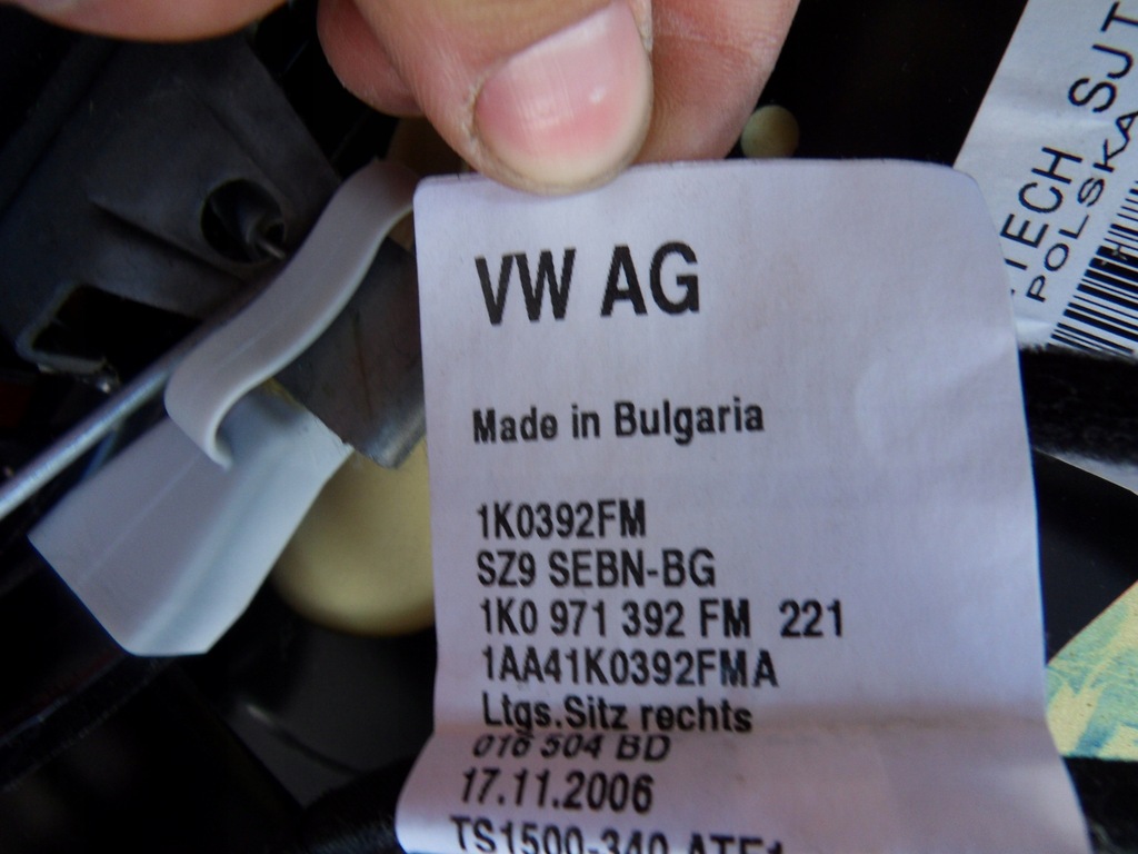 фото №13, Сиденье правый пассажира vw golf v plus