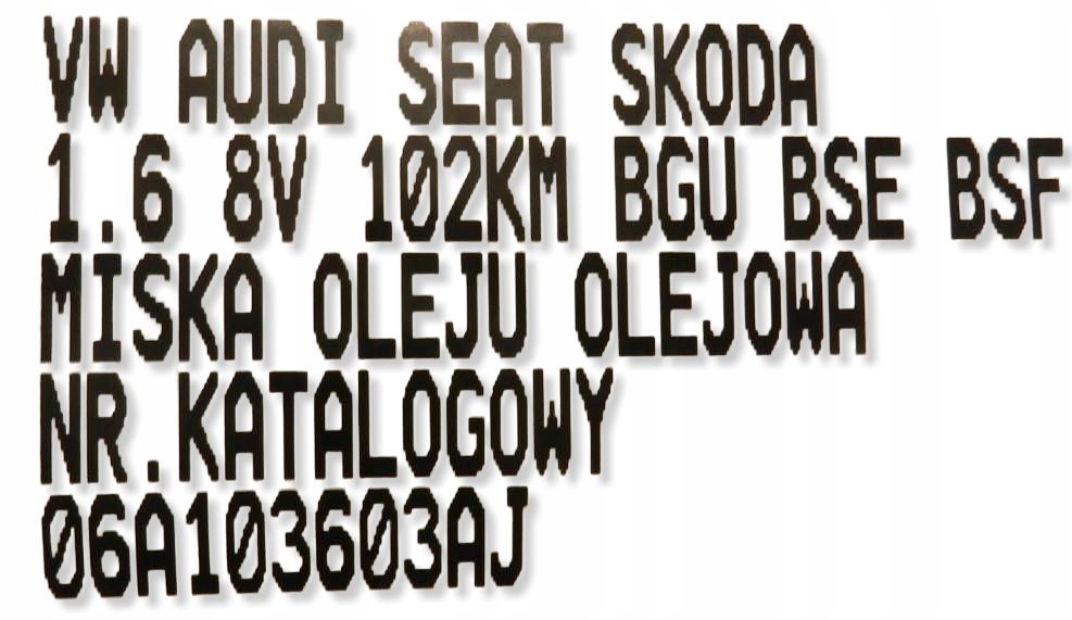 Поддон масла масляная vw audi seat skoda 1.6b 8v mpi bgu bse bsf 06a103603aj Киев