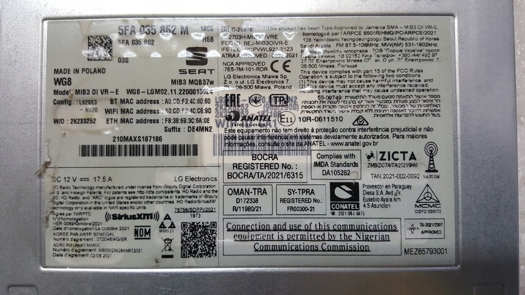 фото №8, Навігація блок керування mmi mib3 seat 5fa035862m