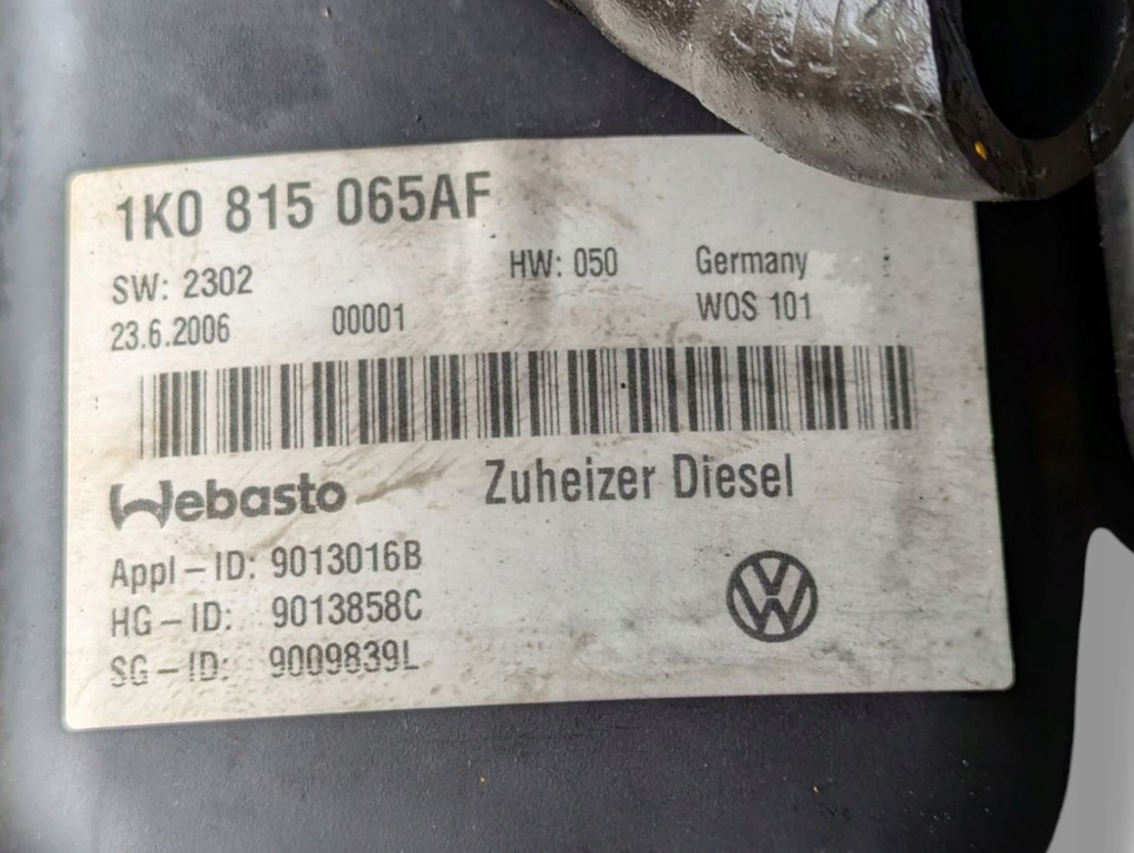 фото №7, Обогреватель стояночный webasto volkswagen touran 2006 1k0815065af