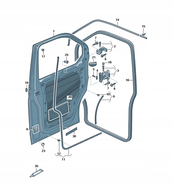фото №1, Набір частини кріпильних двері перед vw transporter oe: 7e0898619