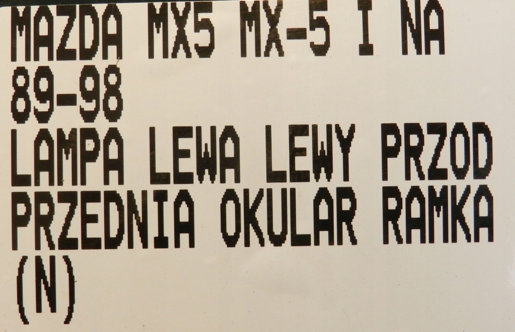 фото №8, Лампа левая левый перед панель фары привод mazda mx5 mx-5 i na miata 89-98
