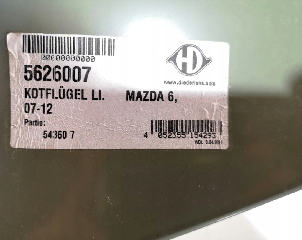 фото №6, Крила лівий перед mazda 6 gh 2007-2012 5626007