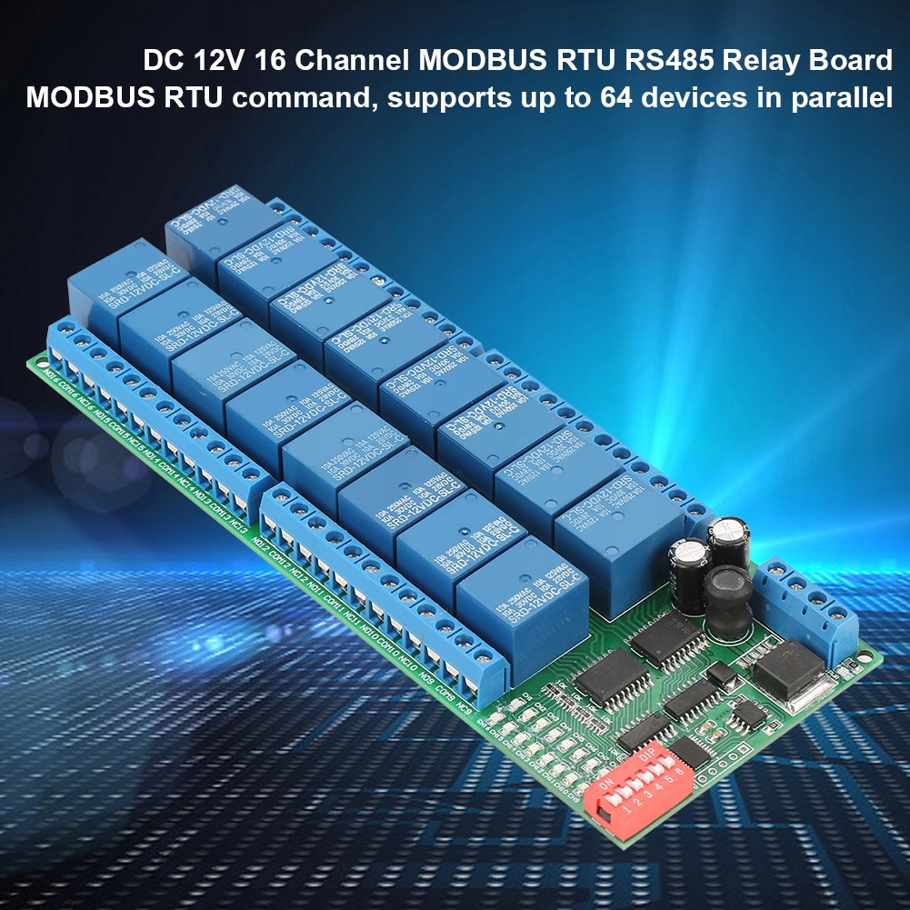 фото №15, Dc 12v 16-kanałowy модуль реле modbus rtu