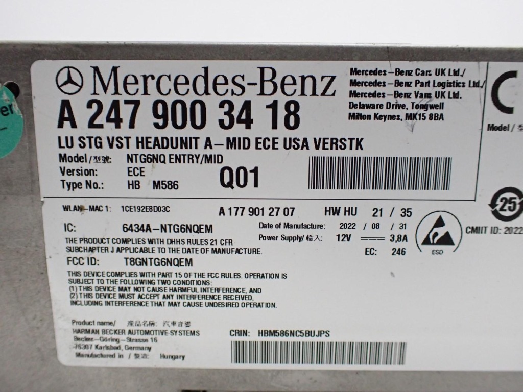 Навигация navi радио заводская оригинал a2479003418 mercedes glb x247 23r с Разборки