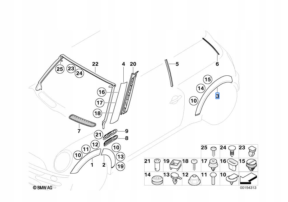 фото №12, Mini r50 r52 r53 молдинг накладка крила задня оригінальний номер l