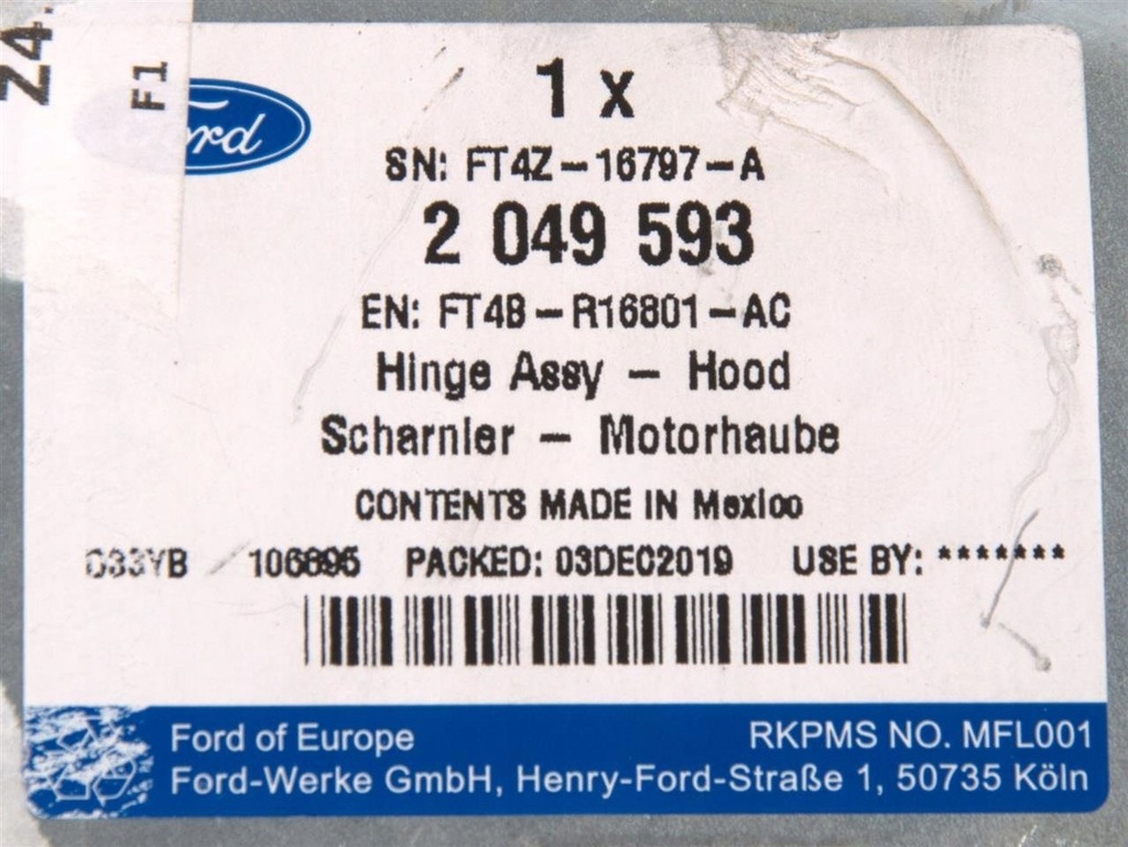 фото №11, Петля капот крышки двигателя левый ford edge 2016-