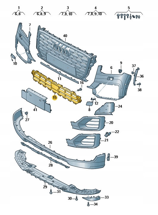 Купить Нижняя средняя решётка бампера перед audi q2 aso