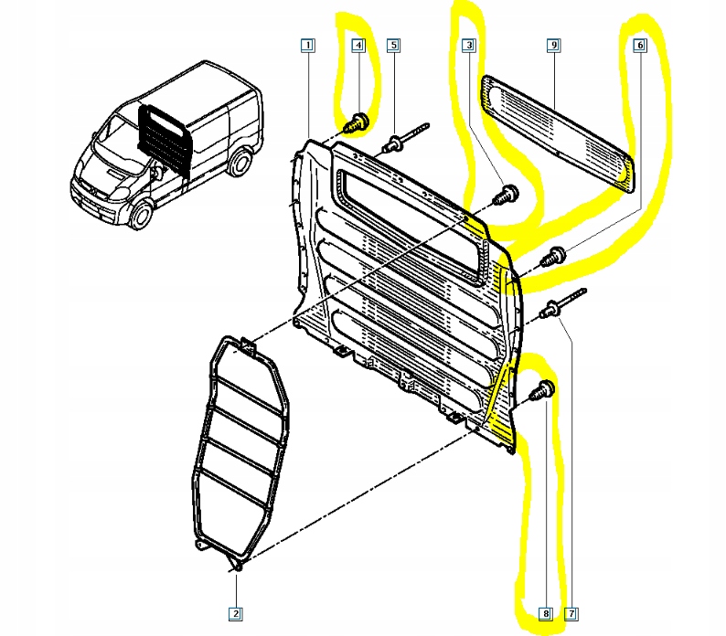 фото №8, Болт перегородки renault trafic ii оригинальный номер 7703008208