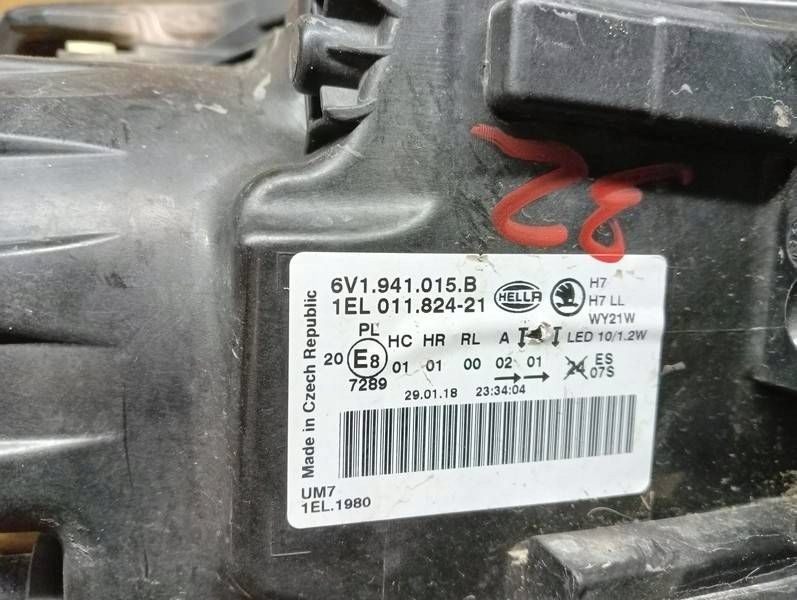 фото №8, M32 skoda fabia iii 3 лампа левая перед 6v1941015b