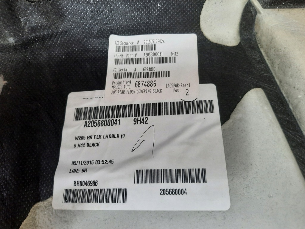 фото №6, Mercedes w205 sedan обшивка пол задняя