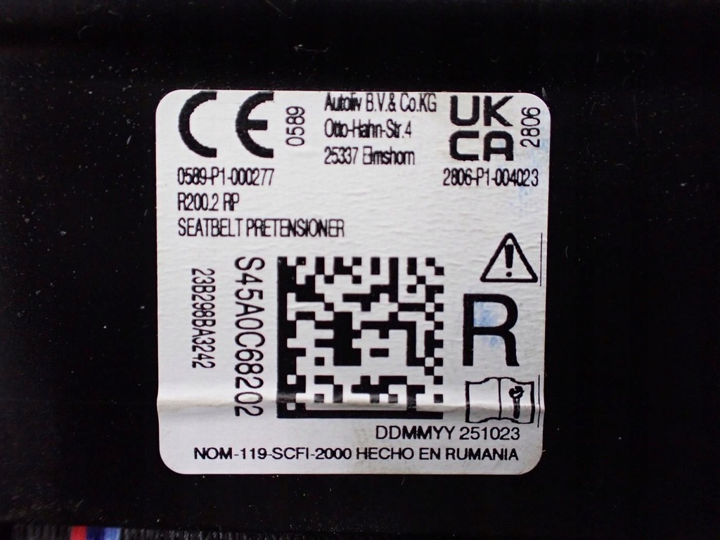 фото №7, Pas безопасности натяжитель правый задняя s45a0c68202 m-pakiet bmw 4 i4 g26 24r