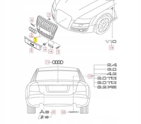 фото №2, Audi a6 s6 передняя часть бампер радиатор решётка 4f0853651akvmz