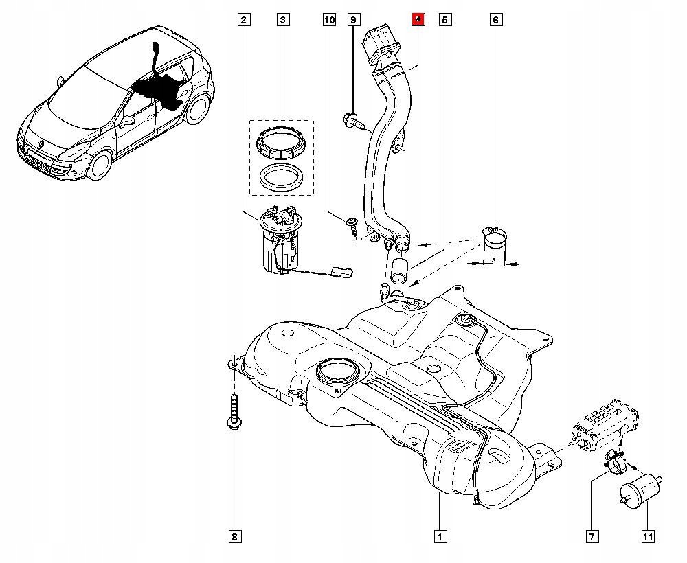 фото №8, Труба заливная горловина топлива renault scenic iii 2.0 dci 172210009r