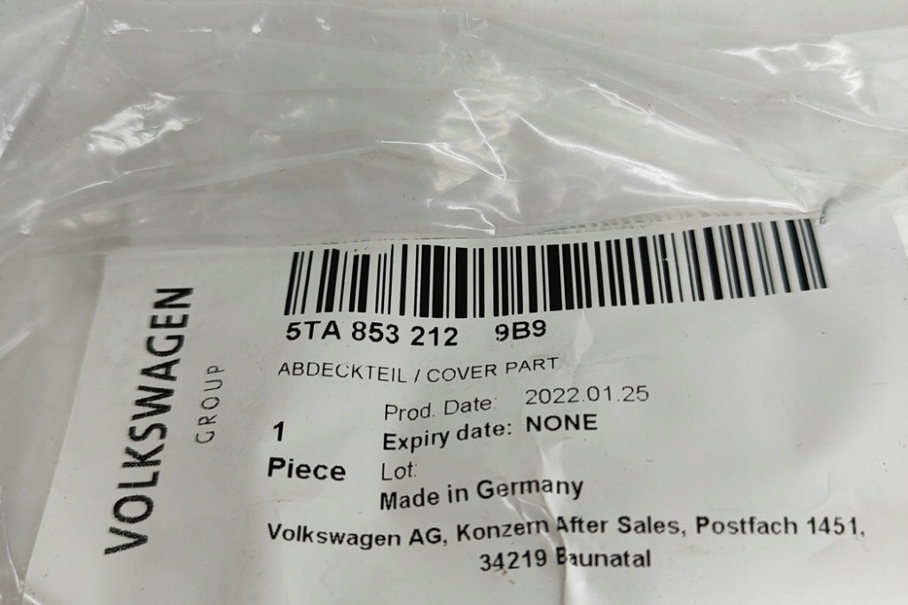 фото №7, Vw touran 5t1 молдинг бампера передний правого 5ta853212 5ta8532129b9