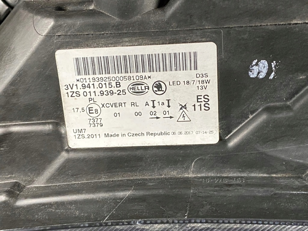 фото №7, Skoda superb iii 3 лампа bi-xenon левая перед передняя 3v1941015b