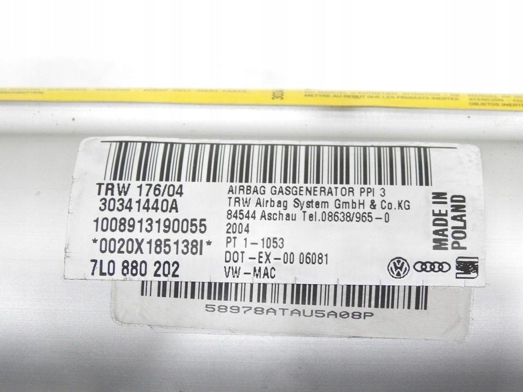 фото №11, Подушка подушка безопасности пассажира vw touareg i 7l0880202