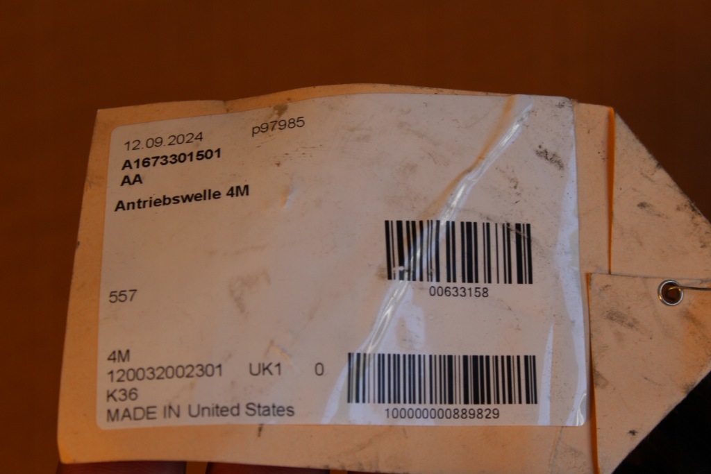 Привідний вал перед передня права mercedes gle gls 167 a1673301501 Зі Шроту