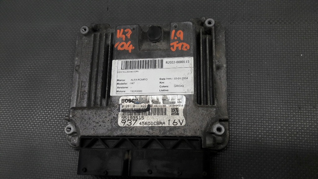 фото №1, 0281011429 блок управления двигателя alfa romeo 147 1.9